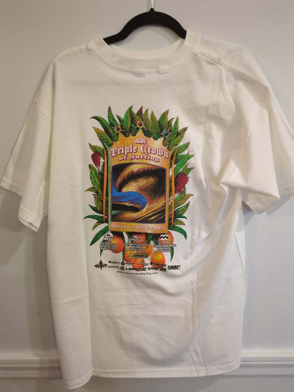 Anvil Vans Triple Crown Of Surfing 2009 Hawaii T-Shirt L Y2K skater NWT grunge